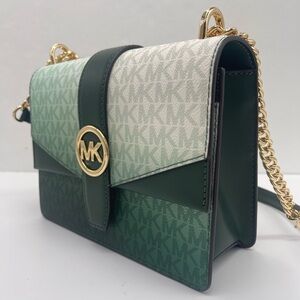 Michael Kors Greenwich Sm Color-Block Signature Logo Flap Crossbody XBODY 
Moss